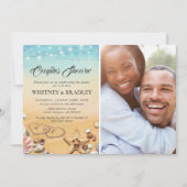 Tropical Beach Heart Foto Paare Dusche Einladung (Vorderseite)