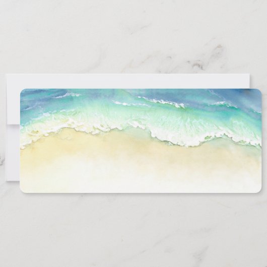 Tropical Beach Heart Shore Wedding Boarding Pass Einladung (Rückseite)