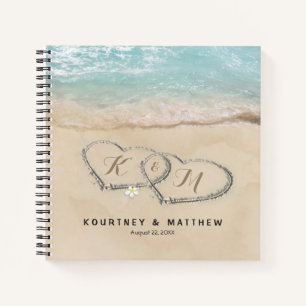 Tropical Beach Heart Shore Wedge Guest Book Notizblock