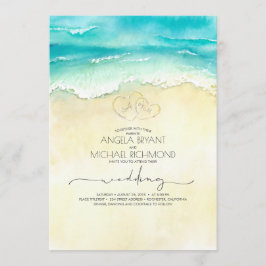 Tropical Beach Heart Watercolor Shore Hochzeit Einladung