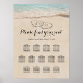 Tropical Beach Heart Wedding 13 Seating Chart Poster (Vorne)