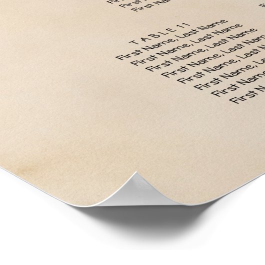 Tropical Beach Heart Wedding 14 Seating Chart Poster (Ecke)