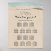 Tropical Beach Heart Wedding 14 Seating Chart Poster (Vorne)