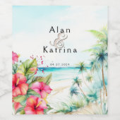 Tropical Beach Hibiscus Set für Lebensmittel und G Weinetikett (Einzelnes Label)