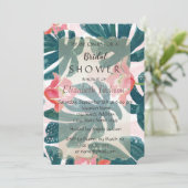 Tropical Beach Hibiskus Brautparty Einladung (Stehend Vorderseite)