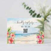 Tropical Beach Hibiskus RSVP Karte (Stehend Vorderseite)