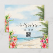 Tropical Beach Hibiskus RSVP Karte (Vorne/Hinten)
