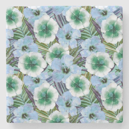 Tropical Beach Hibiskus Steinuntersetzer (Vorderseite)