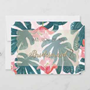 Tropical Beach HibiskusPalm Blätter Bridesmaid Car Einladung