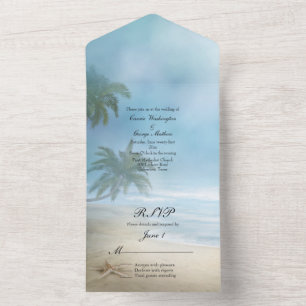 Tropical Beach Hochzeit All In One Einladung