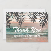 Tropical Beach Hochzeit Dankeskarte (Vorderseite)