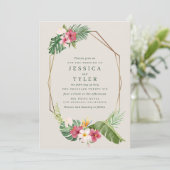 Tropical Beach Hochzeit Einladung (Stehend Vorderseite)