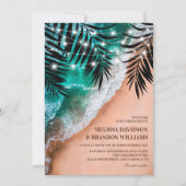 Tropical Beach Hochzeit in Urlaubsort Einladung (Vorderseite)
