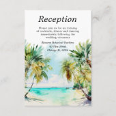 Tropical Beach Hochzeit in Urlaubsort Empfang Begleitkarte (Vorderseite)