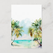 Tropical Beach Hochzeit in Urlaubsort Empfang Begleitkarte (Rückseite)
