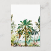 Tropical Beach Hochzeit in Urlaubsort Empfang Begleitkarte (Rückseite)