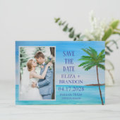 Tropical Beach Hochzeit in Urlaubsort Foto Save The Date (Stehend Vorderseite)