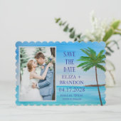 Tropical Beach Hochzeit in Urlaubsort Foto Save The Date (Stehend Vorderseite)