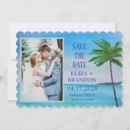 Tropical Beach Hochzeit in Urlaubsort Foto Save The Date