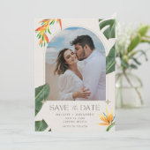 Tropical Beach Hochzeit in Urlaubsort Foto Save The Date (Stehend Vorderseite)