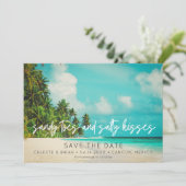 Tropical Beach Hochzeit in Urlaubsort Foto Save The Date (Stehend Vorderseite)