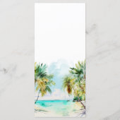 Tropical Beach Hochzeit in Urlaubsort Menükarte (Rückseite)