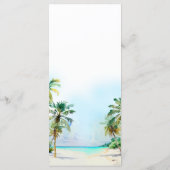 Tropical Beach Hochzeit in Urlaubsort Menükarte (Rückseite)