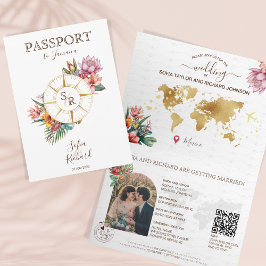 Tropical Beach Hochzeit in Urlaubsort Passport QR  Einladung