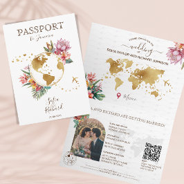 Tropical Beach Hochzeit in Urlaubsort Passport QR  Einladung