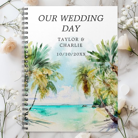 Tropical Beach Hochzeit in Urlaubsort Planner Notizblock