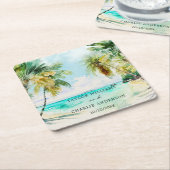 Tropical Beach Hochzeit in Urlaubsort Rechteckiger Pappuntersetzer (angewinkelt)