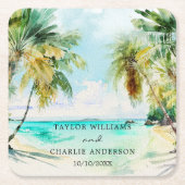 Tropical Beach Hochzeit in Urlaubsort Rechteckiger Pappuntersetzer (Vorderseite)