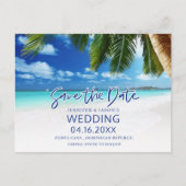 Tropical Beach Hochzeit in Urlaubsort retten Termi Ankündigungspostkarte (Vorderseite)