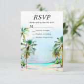 Tropical Beach Hochzeit in Urlaubsort RSVP Karte (Stehend Vorderseite)