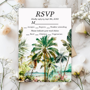 Tropical Beach Hochzeit in Urlaubsort RSVP Karte