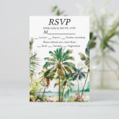 Tropical Beach Hochzeit in Urlaubsort RSVP Karte (Stehend Vorderseite)