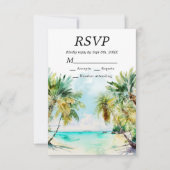 Tropical Beach Hochzeit in Urlaubsort RSVP Karte (Vorderseite)