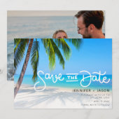 Tropical Beach Hochzeit in Urlaubsort Save the Dat Date (Vorne/Hinten)