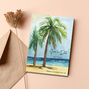 Tropical Beach Hochzeit in Urlaubsort Save the Dat Date