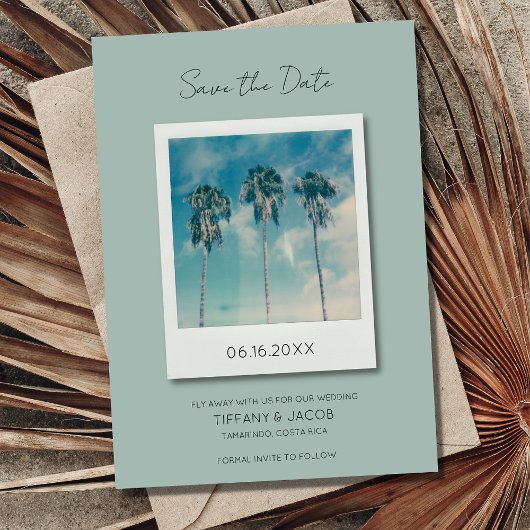Tropical Beach Hochzeit in Urlaubsort Save the Dat Date