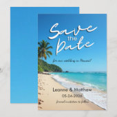 Tropical Beach Hochzeit in Urlaubsort Save the Dat Date (Vorne/Hinten)