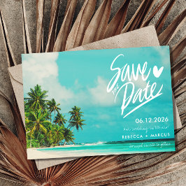Tropical Beach Hochzeit in Urlaubsort Save the Dat Einladung