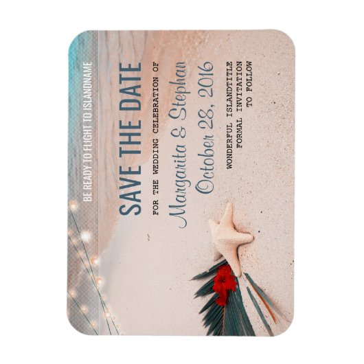 Tropical Beach Hochzeit in Urlaubsort Save the Dat Magnet (Vertikal)