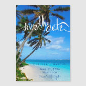 Tropical Beach Hochzeit in Urlaubsort Save the Dat Magneteinladung (Vorderseite)