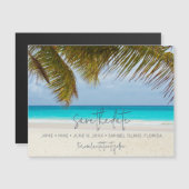 Tropical Beach Hochzeit in Urlaubsort Save the Dat Magnetkarte (Vorne/Hinten)
