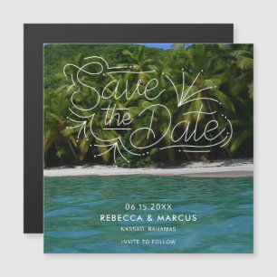 Tropical Beach Hochzeit in Urlaubsort Save the Dat Magnetkarte