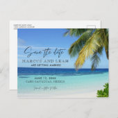 Tropical Beach Hochzeit in Urlaubsort Save the Dat Postkarte (Vorne/Hinten)