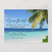 Tropical Beach Hochzeit in Urlaubsort Save the Dat Postkarte (Vorderseite)