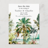 Tropical Beach Hochzeit in Urlaubsort Save the Dat Postkarte (Vorderseite)