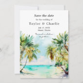 Tropical Beach Hochzeit in Urlaubsort Save The Date (Vorderseite)
